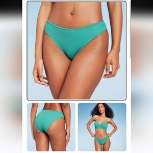 Shade & Shore Low Rise "BLUE/PID"  Crinkle Bikini Bottom, XL(16/18), NWT🌞